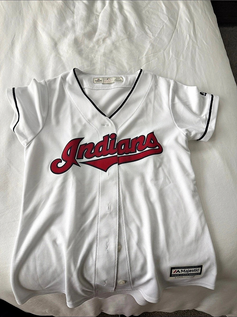Majestic Cleveland Indians Authentic Collection Cool Base jersey Men'Small White